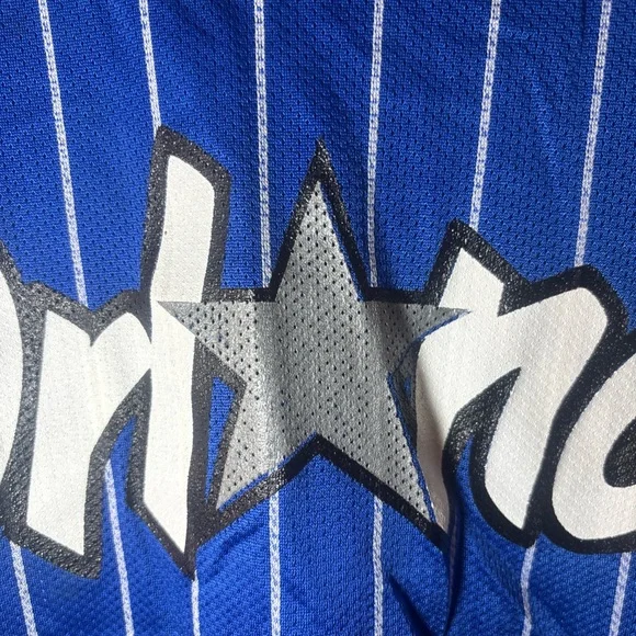 90s Champion Blue and White Penny Hardaway Orlando Magic Pin-Striped Jersey - Picture 4 of 8